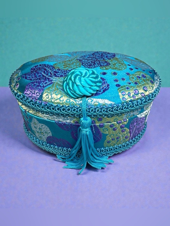 Accessories - Turquoise Brocade Tassel Trinket Box